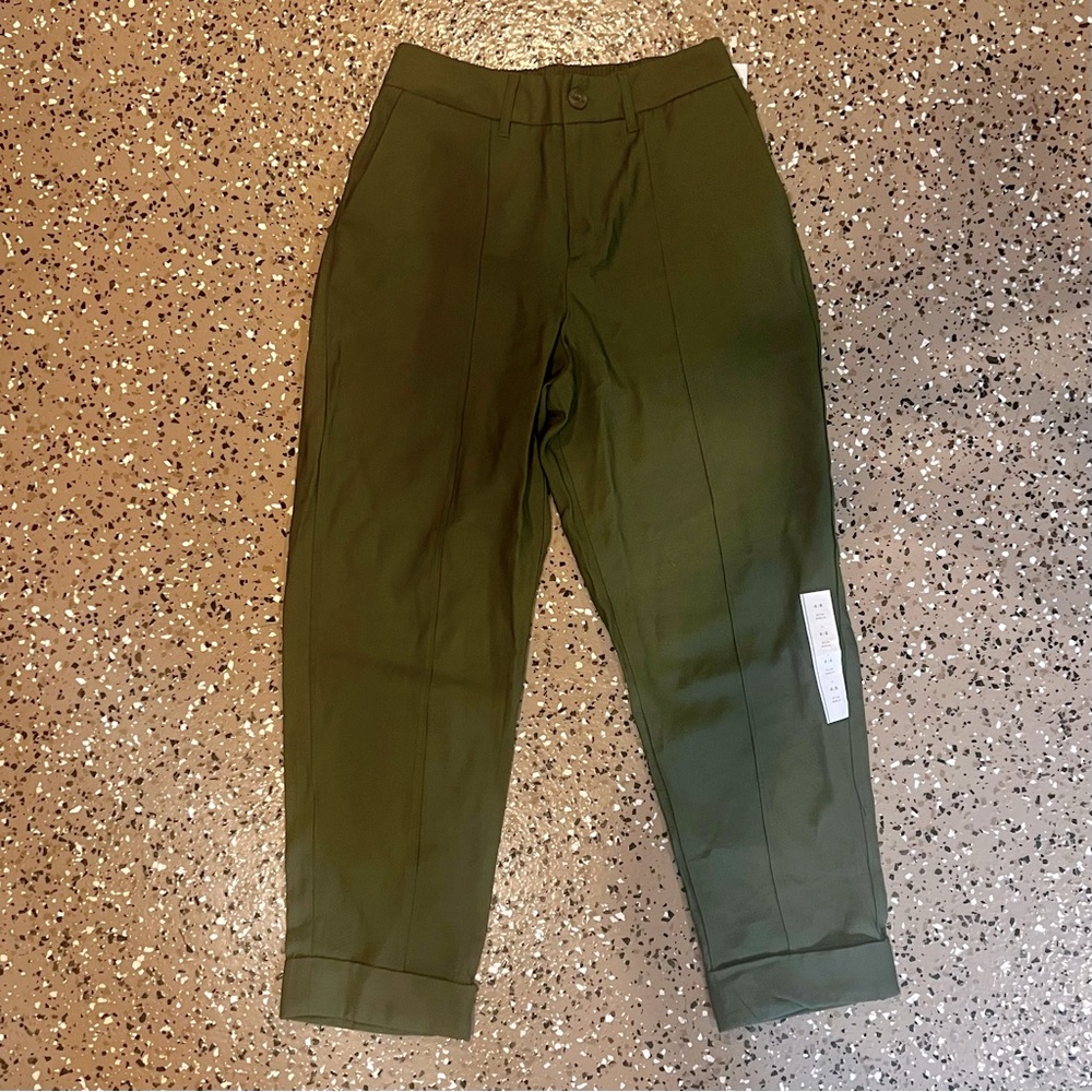 NWT, A New Day Olive Green Slim Ankle Pants, Size 6, Cuffed Ankles and Pleats